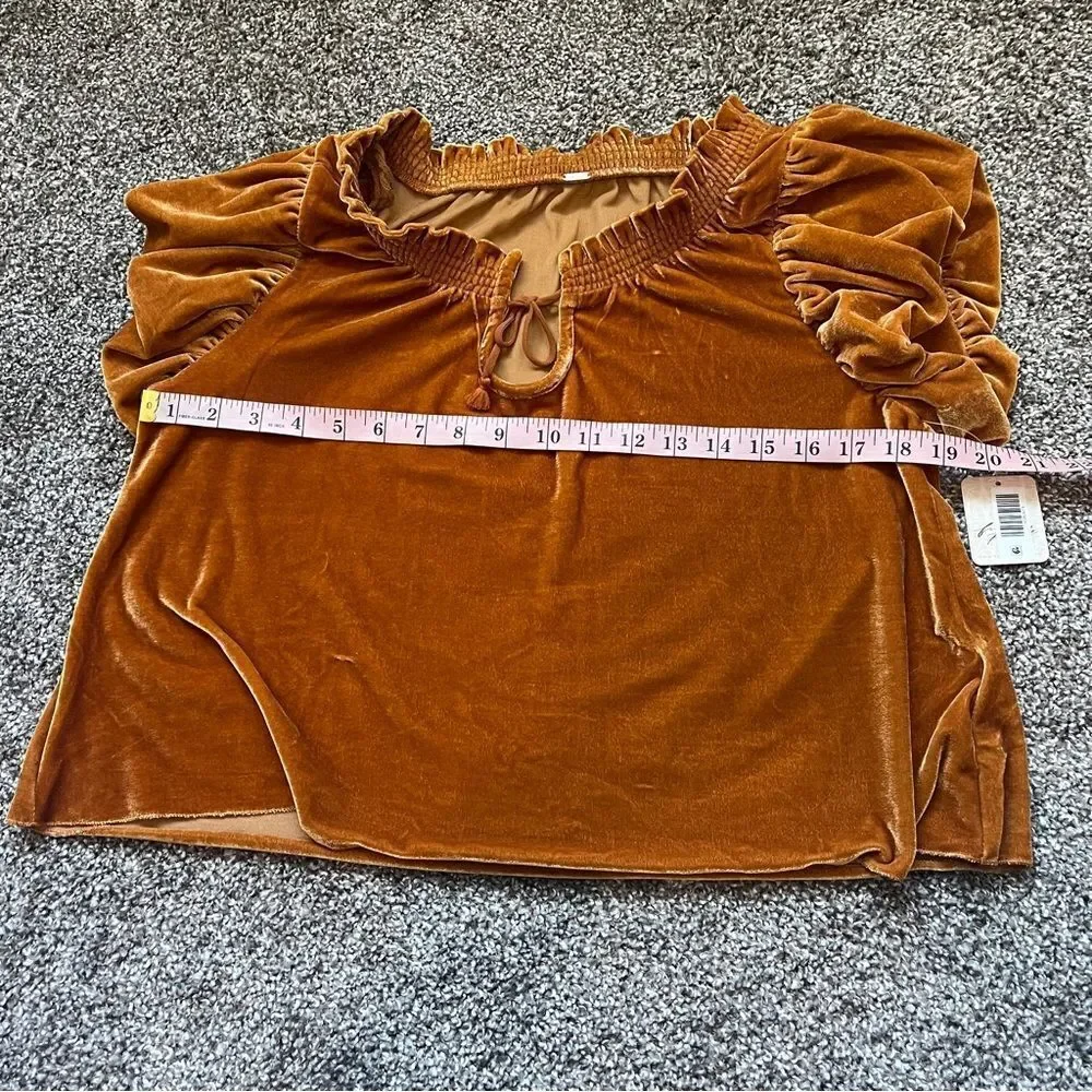 NWT Free People Terese Velvet Top in Pumpkin Pie | size XS